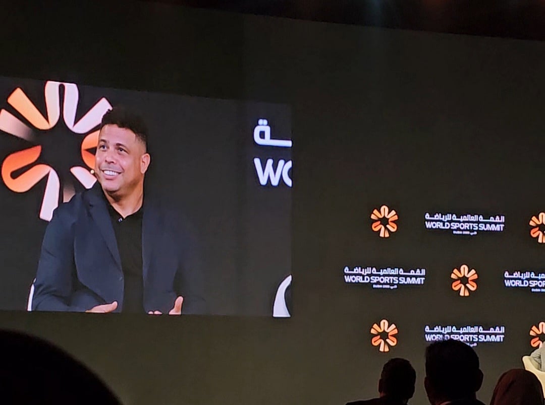 Ronaldo Nazario speaking at the World Sport Summit