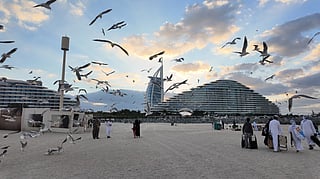 Windy, cloudy skies set the scene at Jumeirah Beach today