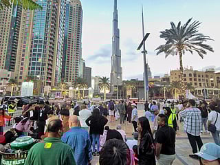 Crowds gather near Burj Khalifa