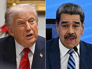 This combination of pictures  shows US President Donald Trump (L)  and Venezuela's Nicolas Maduro