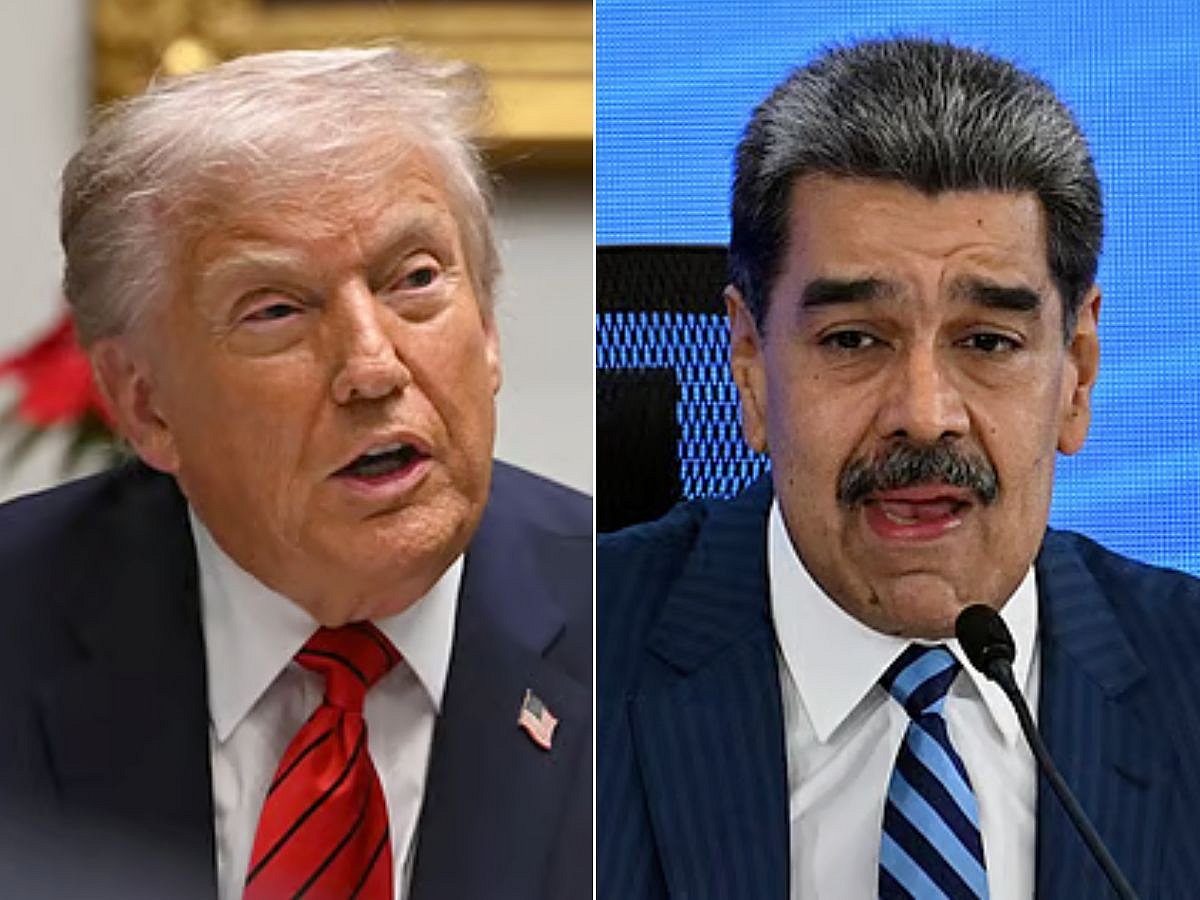 This combination of pictures  shows US President Donald Trump (L)  and Venezuela's Nicolas Maduro
