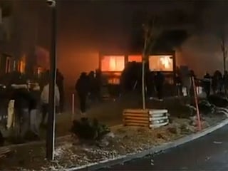 Footage on social media shows a fire inside a building.