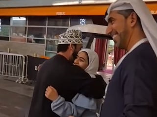 Footage of the reunion, later shared on social media, showed the emotional moment the father embraced his daughters.