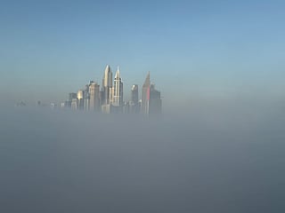 Dense fog blankets Dubai skyline