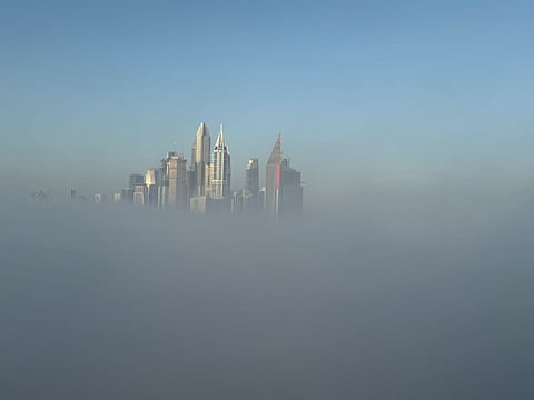 Dense fog blankets Dubai skyline