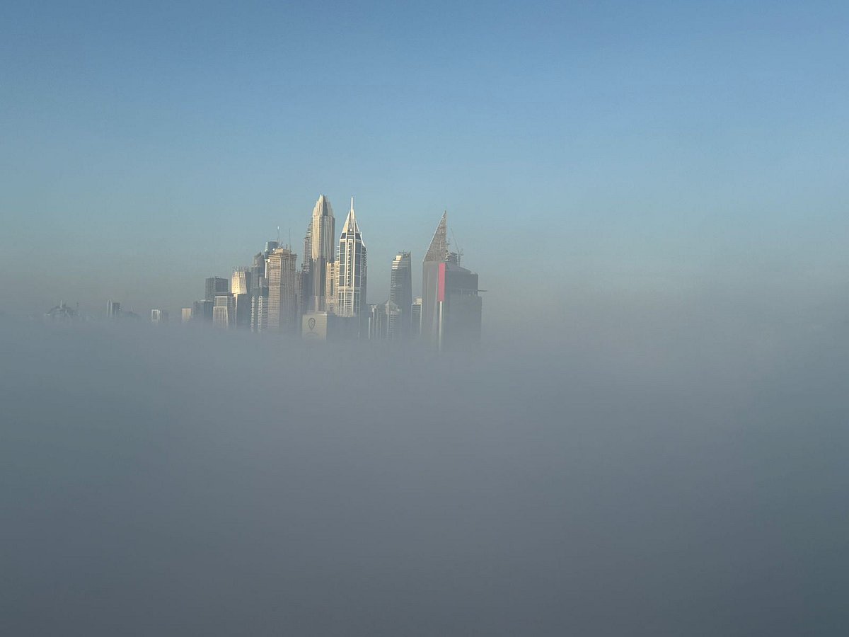 Dense fog blankets Dubai skyline