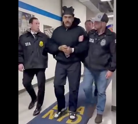 The White House posted on social media Maduro’s “walk” into the DEA office in New York City, where Maduro arrived Saturday evening. 
