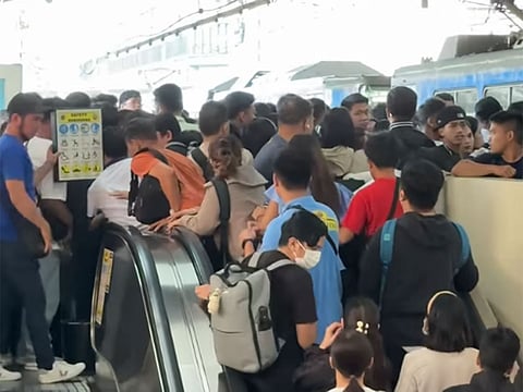 A screengrab from a video circulated on social media shows heavy overcrowding at a station