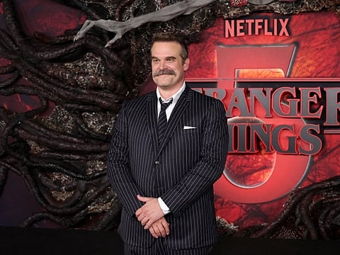 David Harbour attends the Los Angeles Premiere of Netflix's "Stranger Things" Season 5 at TCL Chinese 6 Theatres on November 06, 2025 in Hollywood, California.