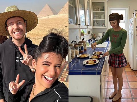 Farah El Kordy with MrBeast (left) and virtual influencer Lil Miquela (right)