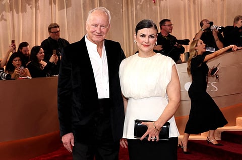 Stellan Skarsgård and Megan Everett-Skarsgård attend the 83rd Annual Golden Globe Awards at The Beverly Hilton on January 11, 2026 in Beverly Hills, California.