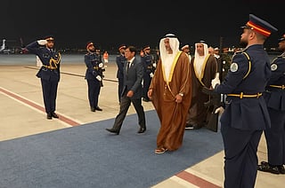 Philippine President Ferdinand "Bongbong" Marcos Jr. touched down at Al Bateen Airport in Abu Dhabi, United Arab Emirates, at 11:09 PM local time, greeted by UAE Minister of State Saeed Al Hajeri, Philippine Department of Foreign Affairs (DFA) Sec. Ma. Theresa Lazaro, and Philippine Ambassador to the UAE Alfonso Ver.