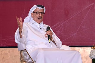 Khalaf Al Habtoor speaking during the Al Habtoor Research Centre's annual celebrations in Dubai.