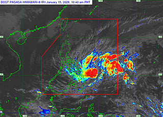 The location of Ada, expeced to turn into a tropical storm in the next 12 hours, as per this satellite photo released at 11am on Thursdy (January 15, 2025).