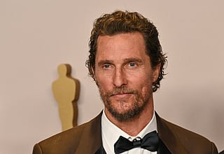 US actor Matthew McConaughey poses in the press room after presenting the Oscar for Best Actor in a Leading Role to Irish actor Cillian Murphy for his role in "Oppenheimer" during the 96th Annual Academy Awards at the Dolby Theatre in Hollywood, California on March 10, 2024.