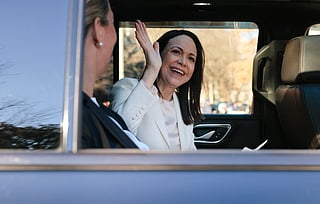 Venezuelan opposition leader and Nobel Peace Prize winner María Corina Machado departs the White House following a meeting with U.S. President Donald Trump on January 15, 2026 in Washington, DC. Machado has called for Democratic Unitary Platform candidate Edmundo González, who is widely considered to be the winner of the 2024 election, to assume the presidency of Venezuela following the January 03, 2026 capture and arrest of Nicolas Maduro by the United States military.