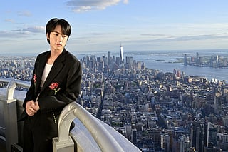 BTS's Jin lights the Empire State Building in celebration of his second solo album, Echo, on May 20, 2025 in New York City.
