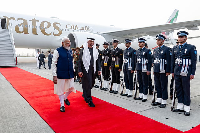 “Went to the airport to welcome my brother, His Highness Sheikh Mohamed bin Zayed Al Nahyan, President of the UAE. His visit illustrates the importance he attaches to a strong India-UAE friendship. Looking forward to our discussions,” Modi said on X.