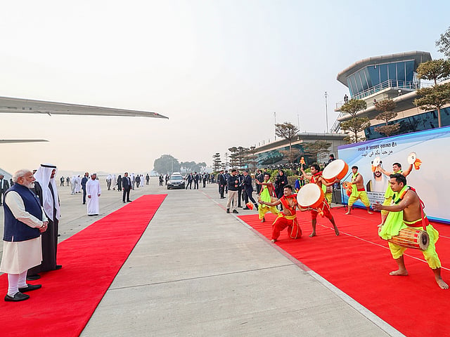 After the red carpet welcome at the Palam Air Base, the President witnessed a cultural programme involving dance performances with traditional musical instruments.