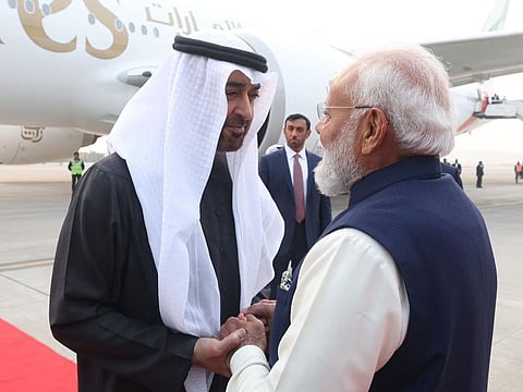 UAE President lands in New Delhi on Monday for historic India visit, received by Prime Minister Modi.