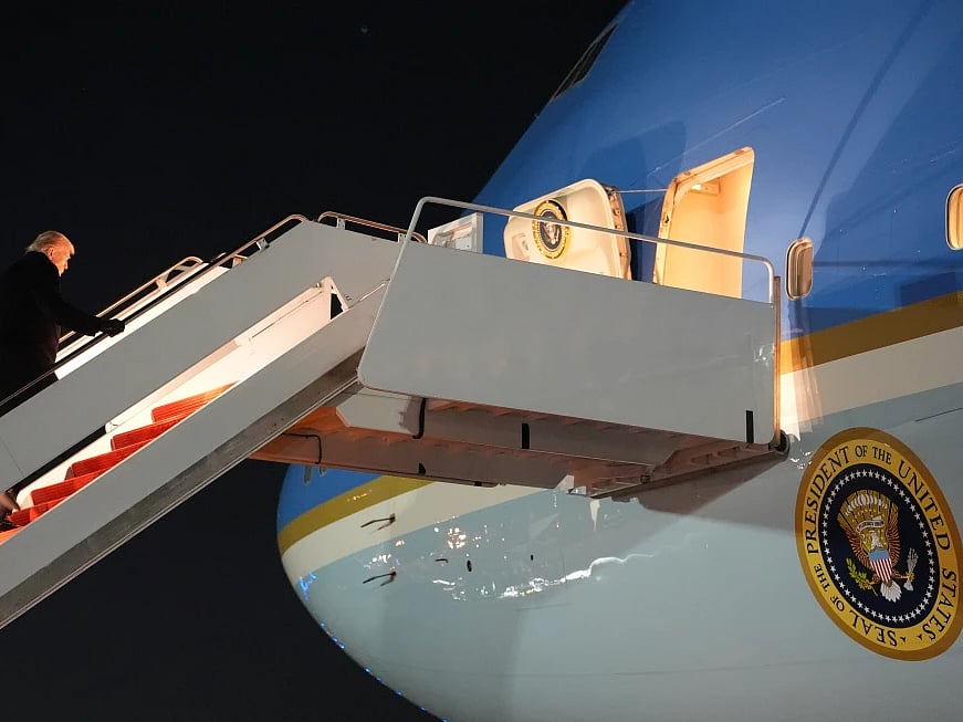 US President Donald Trump's plane was forced to return to an air base late Tuesday due to a "minor electrical issue" shortly after departing for Switzerland, the White House said.