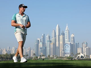 Viktor Hovland competes in Dubai Desert Classic