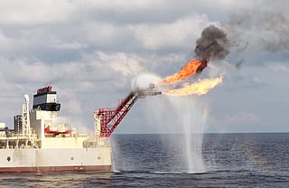 New gem: Flaring from the drill ship Noble Viking to confirm the new gas find at  Malampaya East-1, located 5km east of the existing Malampaya Field.