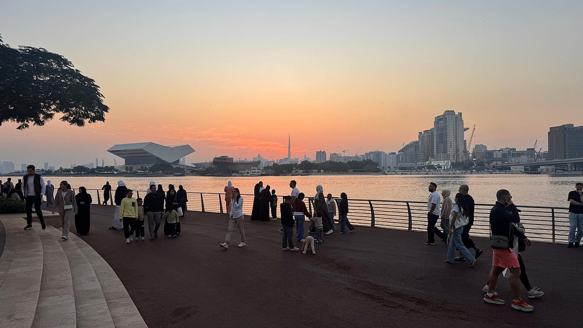 Marsa Boulevard sunset with people walking