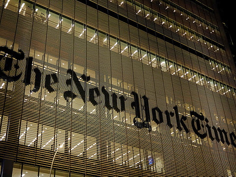 The New York times’ headquarters building is seen in New York City.