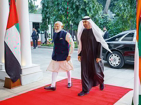 President His Highness Sheikh Mohamed Bin Zayed Al Nahyan met Indian Prime Minister Narendra Modi during his visit to India last week.