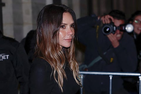 British designer Victoria Beckham leaves after being awarded Knight of the Order of Arts and Letters during a ceremony at the Ministry of Culture in Paris on January 26, 2026.