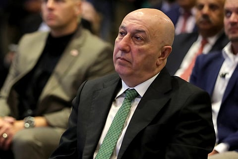 In this September 18, 2024 photograph, Iraq's Minister of Environment Nizar Amedi looks on during conference on the environment in Baghdad.