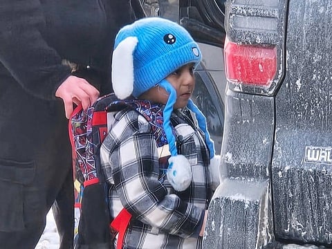 Liam Conejo Ramos, 5, is detained by US Immigration and Customs Enforcement (ICE) officers after arriving home from preschool, Tuesday, January 20, 2026, in a Minneapolis suburb.