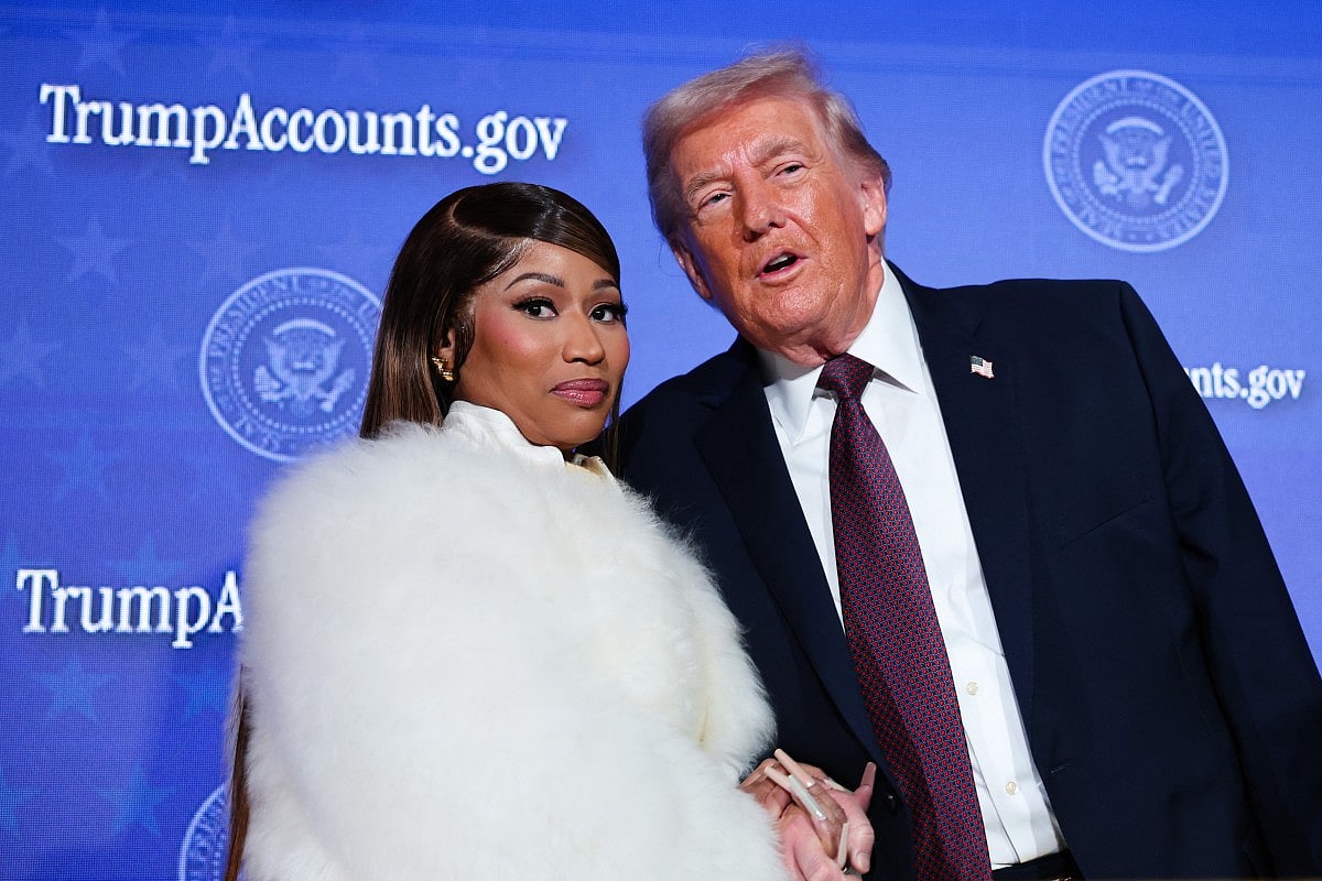 Nicki Minaj (L) joins U.S. President Donald Trump in Washington, DC