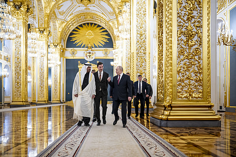 Sheikh Mohamed holds talks with Putin in Moscow as UAE mediation role is praised