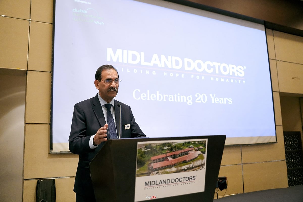 Dr Yousuf Iftikhar, Chairman Midland Doctors, speaking at an event in Dubai.