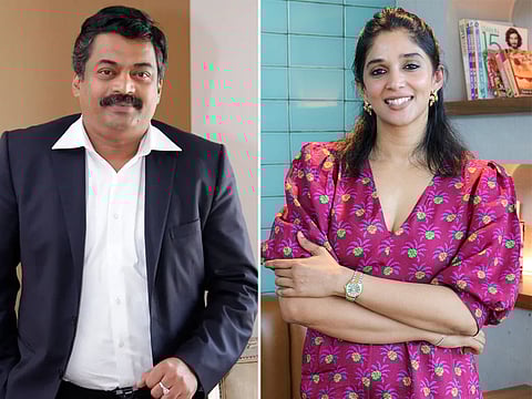 Dr C J Roy and Nyla Usha, both are Dubai-based personalities 