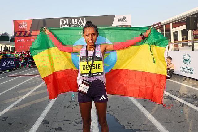 Anchinalu Dessie from Ethiopia wins the 25th anniversary edition of the Dubai marathon women’s category.