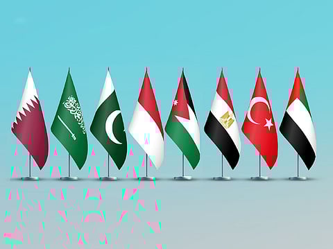 Foreign ministers of UAE, Turkiye, Egypt, Jordan, Indonesia, Pakistan, Saudi Arabia and Qatar urge restraint and renewed focus on peace.