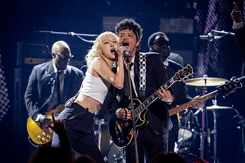 Rosé and Bruno Mars perform onstage during the 68th GRAMMY Awards at Crypto.com Arena on February 01, 2026 in Los Angeles, California.