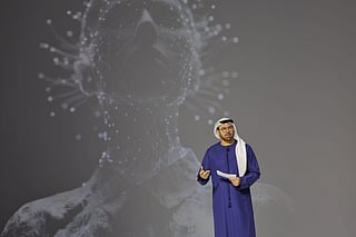 Mohammad Al Gergawi, UAE Minister of Cabinet Affairs and Chairman of the World Governments Summit delivering his opening remarks at the World Government Summit