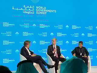 Scott Guthrie, Executive Vice President of Microsoft’s Cloud + AI Group, and Peng Xiao, Group CEO of G42, at the World Government Summit 2026 in Dubai.