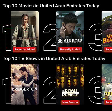 Dhurandhar tops Netflix UAE, screen grab from Instagram