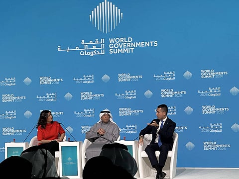 Jasem Al Budaiwi, Secretary General, General Secretariat of the Gulf Cooperation Council (GCC) and Luigi Di Maio, Special Representative of the Gulf Region, European Union (EU) at WGS 2026.

