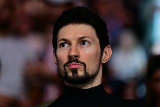 Telegram messaging app CEO and co-founder Pavel Durov watches the bantamweight bout between Russia’s Said Nurmagomedov and US' Mario Bautista at UFC 321 at Etihad Arena in Abu Dhabi on October 25, 2025.