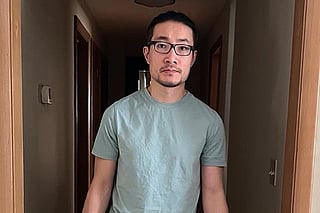 Chinese national Guan Heng, 38, shown, Wednesday, Feb. 4, 2025 in Binghamton, New York, has been released from federal detention, nearly one week after an immigration court granted him asylum because the court ruled the man had a well-founded fear of persecution if sent back to China after exposing human rights abuses there. (AP Photo/Luo Yun)