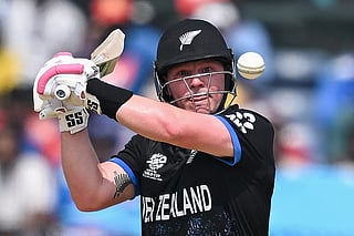 New Zealand's Tim Seifert plays a shot during the 2026 ICC Men's T20 Cricket World Cup group stage match between Afghanistan and New Zealand at the MA Chidambaram Stadium in Chennai on February 8, 2026.