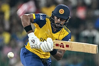 Sri Lanka's Kamindu Mendis plays a shot during the 2026 ICC Men's T20 Cricket World Cup group stage match between Sri Lanka and Ireland at the R Premadasa Stadium in Colombo on February 8, 2026.