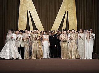 Manish Malhotra and Kriti Sanon at the Dubai Fashion Week