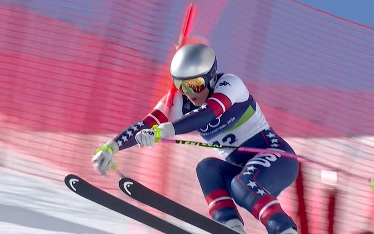 This handout video grab taken from broadcaster OBS shows US Lindsey Vonn crashing during the women's downhill event at the Milano Cortina 2026 Winter Olympic Games in Cortina d’Ampezzo on February 8, 2026.